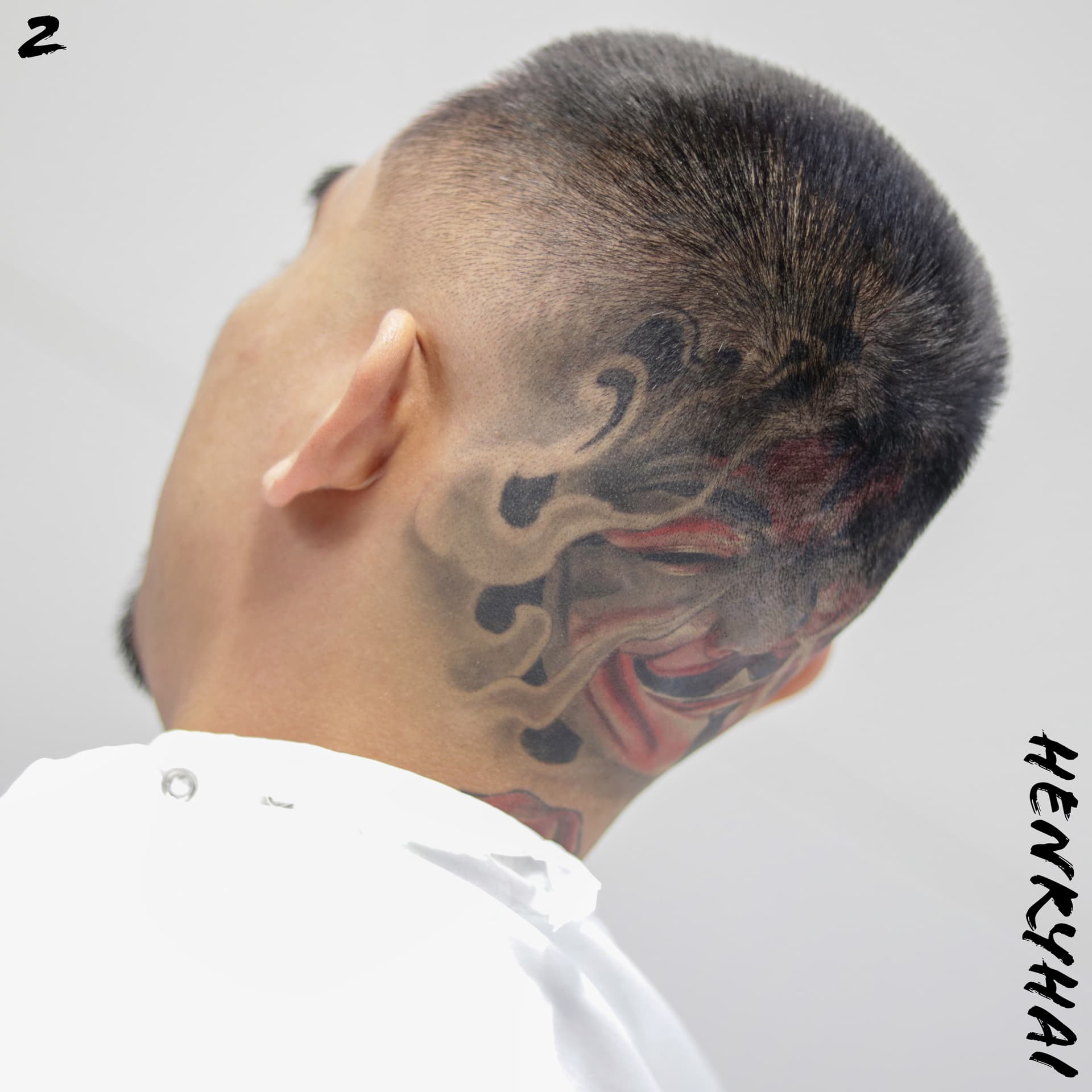 Mid fade with a hard part